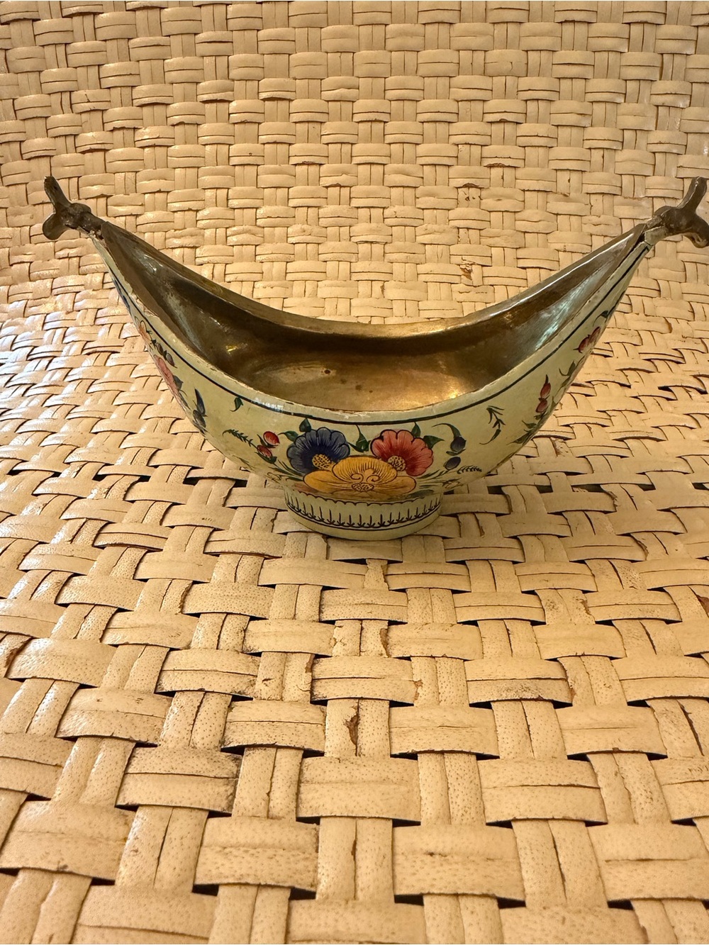 Vintage Chinese Art 1930’S Cloisonne Enamel Copper Beautiful  Flower Motif bowl